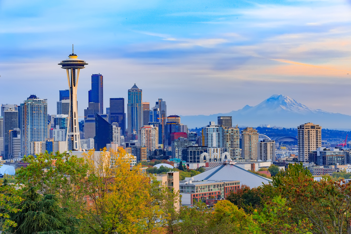 Seattle downtown and Space Needle  view, Washington, USA