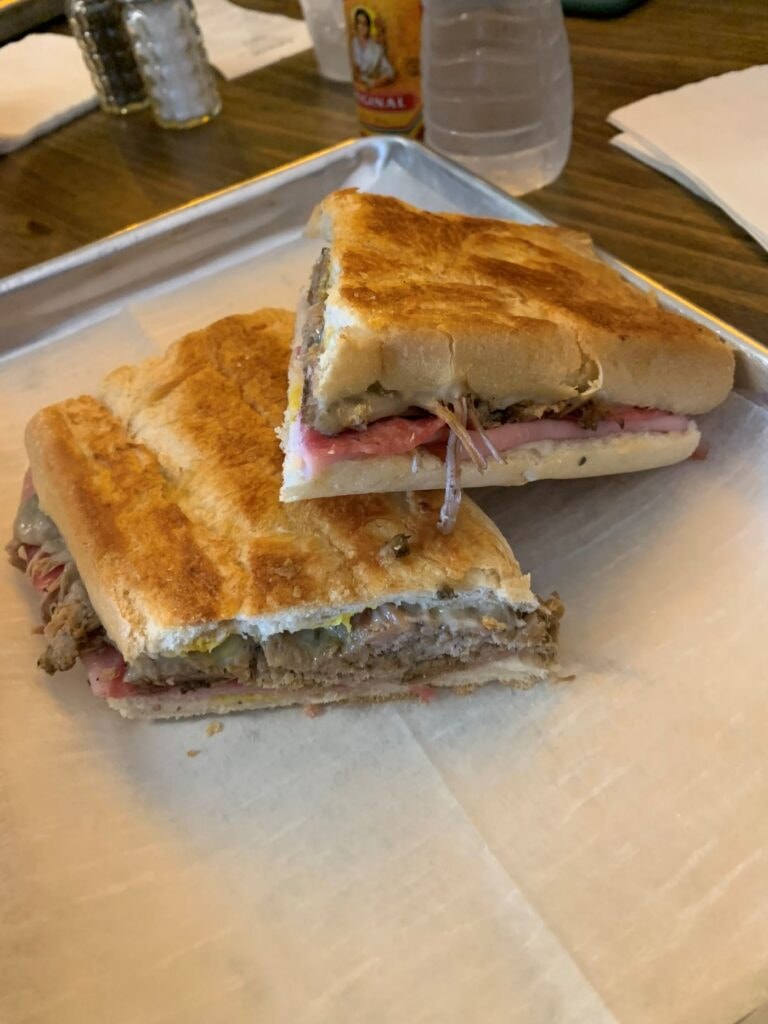 pressed cuban bread was the fresh pulled pork, ham, salami and melted swiss cheese