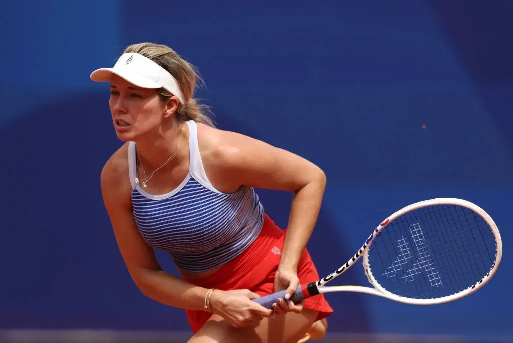 PARIS, FRANCE - JULY 25: Danielle Collins of Team United States looks on during a tennis training session at Roland-Garros ahead of the Paris Olympic Games at Roland Garros on July 25, 2024 in Paris, France. (Photo by Clive Brunskill/Getty Images)